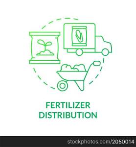 Fertilizer distribution green gradient concept icon. Agribusiness development supplies. Market of farmers products abstract idea thin line illustration. Vector isolated outline color drawing. Fertilizer distribution green gradient concept icon