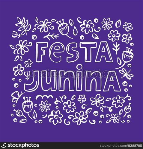 FESTA JUNINA MONOBLUE Brazil Holiday Vector Lettering Set