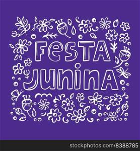 FESTA JUNINA MONOBLUE Brazil Holiday Vector Lettering Set