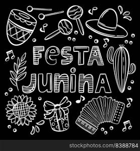 FESTA JUNINA MONOCHROME Brazil Holiday Vector Text Banner