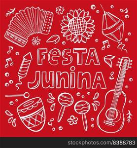 FESTA JUNINA MONORED Brazil Holiday Vector Lettering Banner