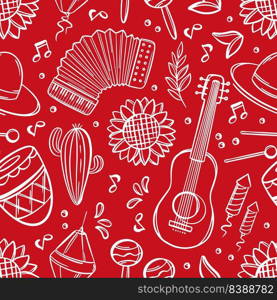 FESTA JUNINA MUSIC Brazil Holiday Seamless Pattern Vector