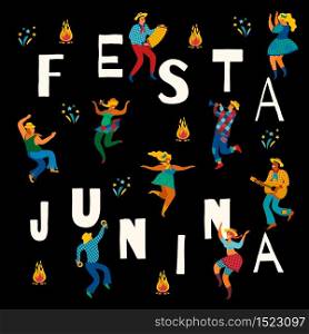 Festa Junina. Vector template for Latin American holiday, the June party of Brazil. Design for card, poster, banner, flyer, invintation and over use.. Festa Junina. Vector template.
