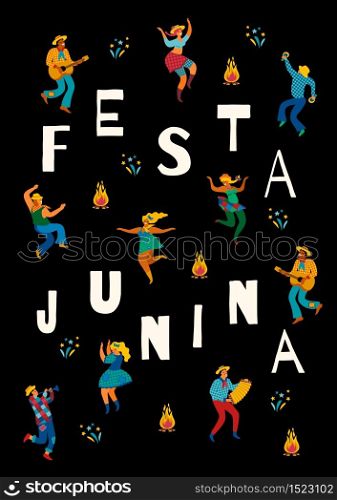 Festa Junina. Vector template for Latin American holiday, the June party of Brazil. Design for card, poster, banner, flyer, invintation and over use.. Festa Junina. Vector template.