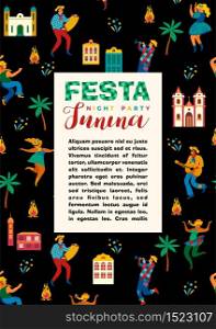 Festa Junina. Vector template for Latin American holiday, the June party of Brazil. Design for card, poster, banner, flyer, invintation and over use.. Festa Junina. Vector template