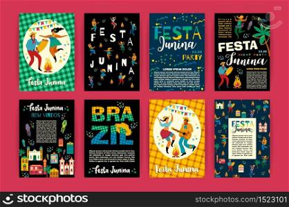 Festa Junina. Vector templates for Latin American holiday, the June party of Brazil. Design for card, poster, banner, flyer, invitation and over use.. Festa Junina. Vector templates.