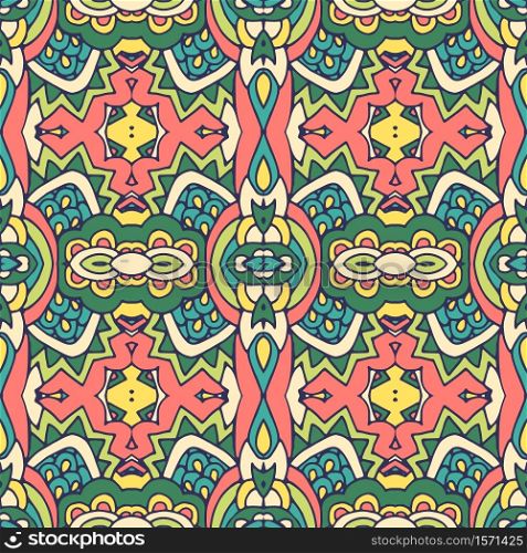 festival art seamless pattern. Ethnic geometric print. Colorful repeating background texture. Fabric, cloth design, wallpaper, wrapping. Tribal vintage abstract geometric ethnic seamless pattern ornamental.