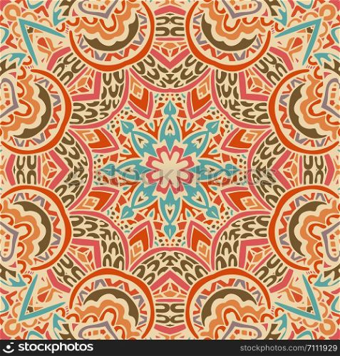 festival art seamless pattern. Ethnic geometric print. Colorful repeating background texture. Fabric, cloth design, wallpaper, wrapping. Abstract mandala doodle style background pattern ornamental