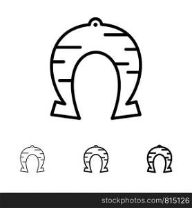 Festival, Fortune, Horseshoe, Luck, Patrick Bold and thin black line icon set