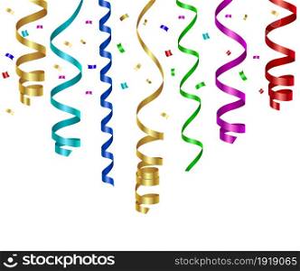 festive background with a serpentine and confetti, vector illustration. festive background with a serpentine