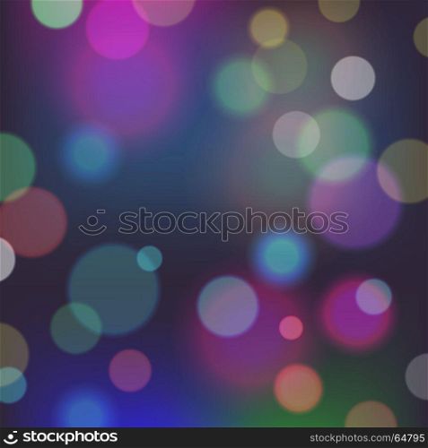 Festive background with bokeh defocused lights. Vector illustration.