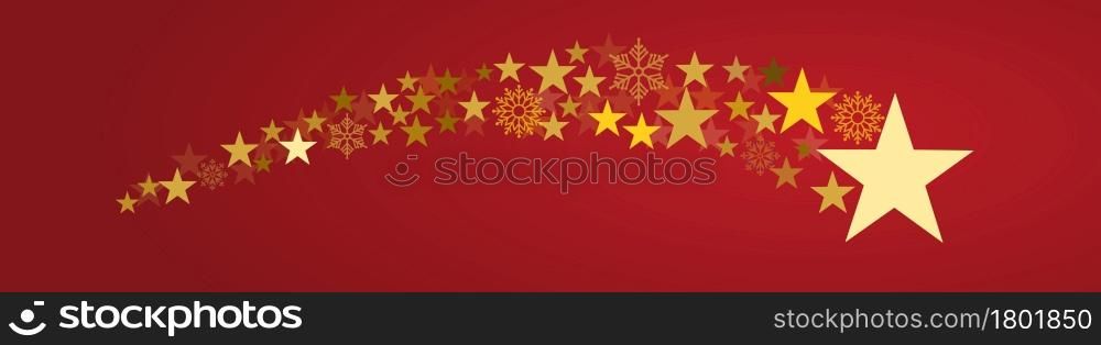 Festive banner Christmas background with copy space. Comet on red