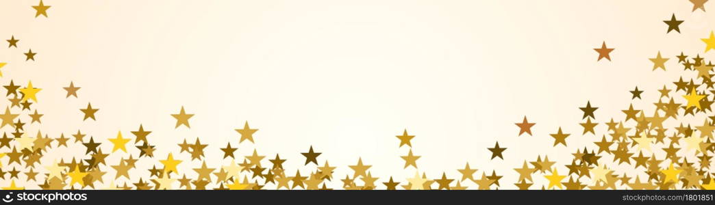 Festive banner Christmas background with copy space. Golden stars on white
