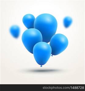 Festive blue Balloons realistic. Vector composition of bunch blue baloons.. Festive blue Balloons realistic. Vector composition of bunch blue baloons