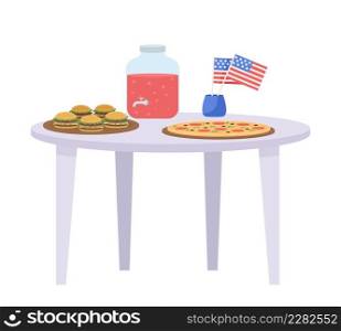 Festive board with american flag semi flat color vector object. Full sized item on white. Part of house arrangement simple cartoon style illustration for web graphic design and animation. Festive board with american flag semi flat color vector object