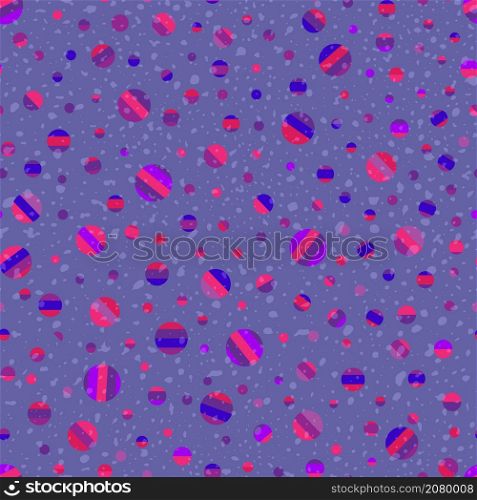 Festive bright confetti on a blue background. Seamless vector pattern.