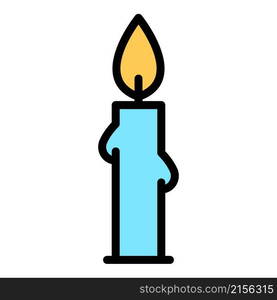 Festive candle icon. Outline festive candle vector icon color flat isolated. Festive candle icon color outline vector