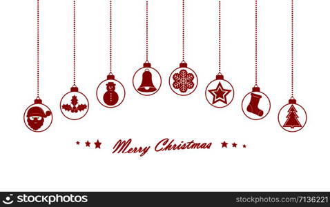 Festive Christmas background with balls and Christmas symbols.