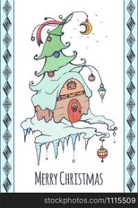 Festive Christmas card with a hand-drawn picture and wish for your creativity