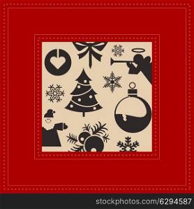 Festive Christmas postcard vector and red colors