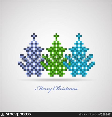 Festive Christmas trees on a white background