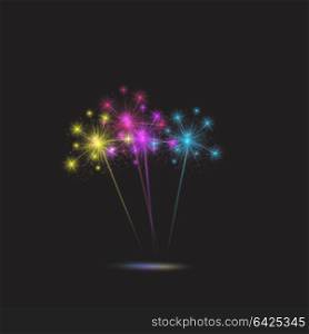 Festive color firework background. Vector illustration.