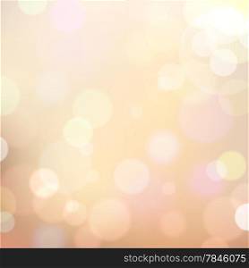 Festive colorful background of beige colors with bokeh defocused lights. Vector eps10.