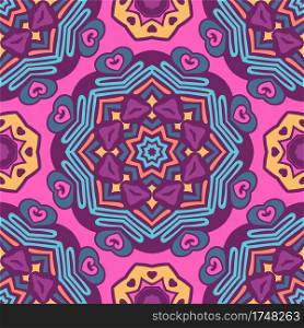 Festive Colorful Tribal ethnic seamless vector pattern ornamental psychedelic