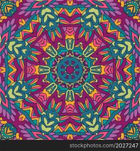 Festive Colorful Tribal ethnic seamless vector pattern ornamental psychedelic mandala art . Mexican carnival banner. Festival art vector seamless pattern mandala. Ethnic geometric print.