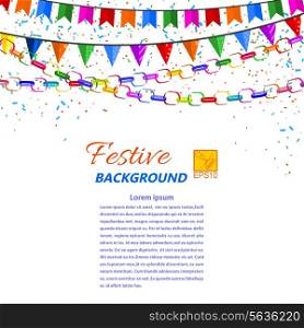 Festive garland, streamers and flags isolated on a white background. Vector illustration.