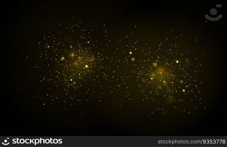 Festive golden luminous background with colorful lights bokeh. Sparkling magical particles. Gold Christmas grainy abstract texture. Golden explosion of confetti. Magic concept. Vector illustration.. Golden luminous bokeh.