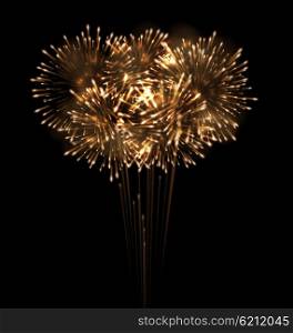 Festive Grandiose Firework Explode Bursting Sparkling. Illustration Festive Grandiose Firework Explode Bursting Sparkling on Black Background - Vector