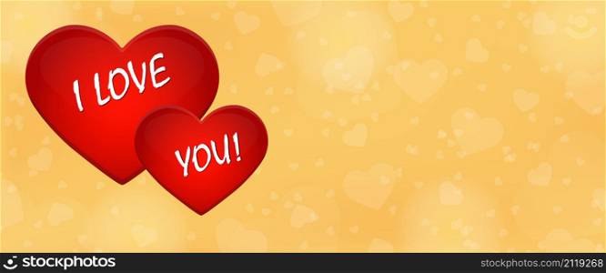 Festive greeting background with a heart and the inscription I LOVE YOU for a postcard, cover, banner, poster and thematic design. Flat style.