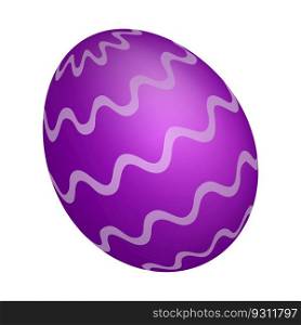 Festive holiday Easter egg. Realistic mother of pearl shiny egg decorated with pink purple ornament. Realistic 3d vector isolated on white background