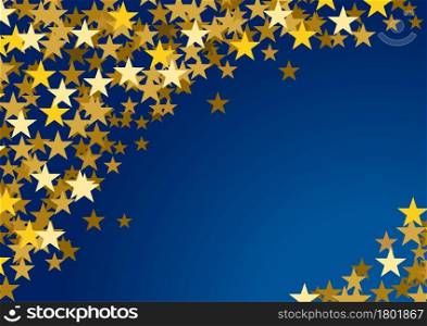 Festive horizontal Christmas background with copy space and golden stars