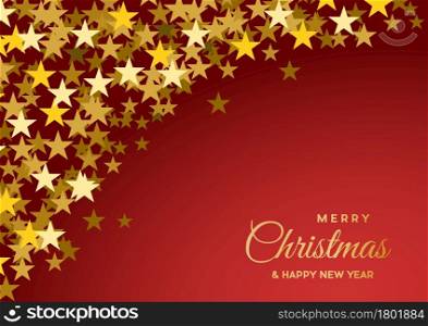 Festive horizontal Christmas background with copy space. Text and golden stars