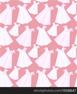 Festive pink paper origami dress with a bow on a dark background. Children clothes for the girl.for fabrics, backgrounds, wallpapers and your design.. Festive pink paper origami dress with a bow on a dark background. Children clothes for the girl.