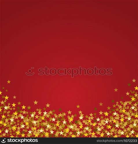Festive poster Christmas background with copy space. Golden stars on red