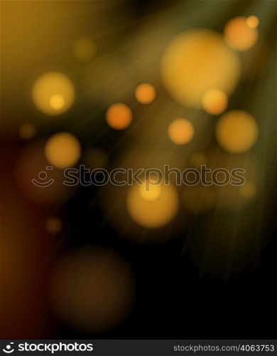 Festive shimmering blurred nightclub magical dark golden light abstract bubbles background vector illustration