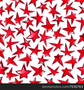 Festive shining stars pattern for celebration party, entertainment themes design with seamless ornament of bright pink glossy stars over white background. Shining pink stars seamless pattern background
