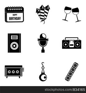 Festive song icons set. Simple set of 9 festive song vector icons for web isolated on white background. Festive song icons set, simple style