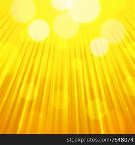 Festive sun rays background of yellow and orange color with bokeh defocused lights. Vector eps10.