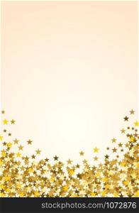 Festive vertical Christmas background with copy space. Golden stars on white