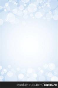 Festive vertical poster Christmas blue background with copy space. balls blurred