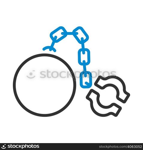 Fetter With Ball Icon. Editable Bold Outline With Color Fill Design. Vector Illustration.