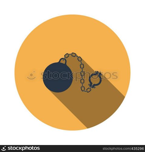 Fetter with ball icon. Flat Design Circle With Long Shadow. Vector Illustration.