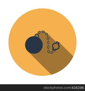 Fetter with ball icon. Flat Design Circle With Long Shadow. Vector Illustration.