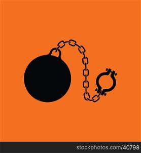 Fetter with ball icon. Orange background with black. Vector illustration.