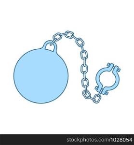 Fetter With Ball Icon. Thin Line With Blue Fill Design. Vector Illustration.