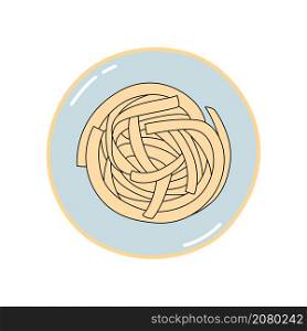 Fettuccine pasta in a plate. Vector doodle sketch. Traditional Italian food illustration. Hand-drawn image.. Fettuccine pasta in a plate. Vector doodle sketch. Traditional Italian food illustration. Hand-drawn image